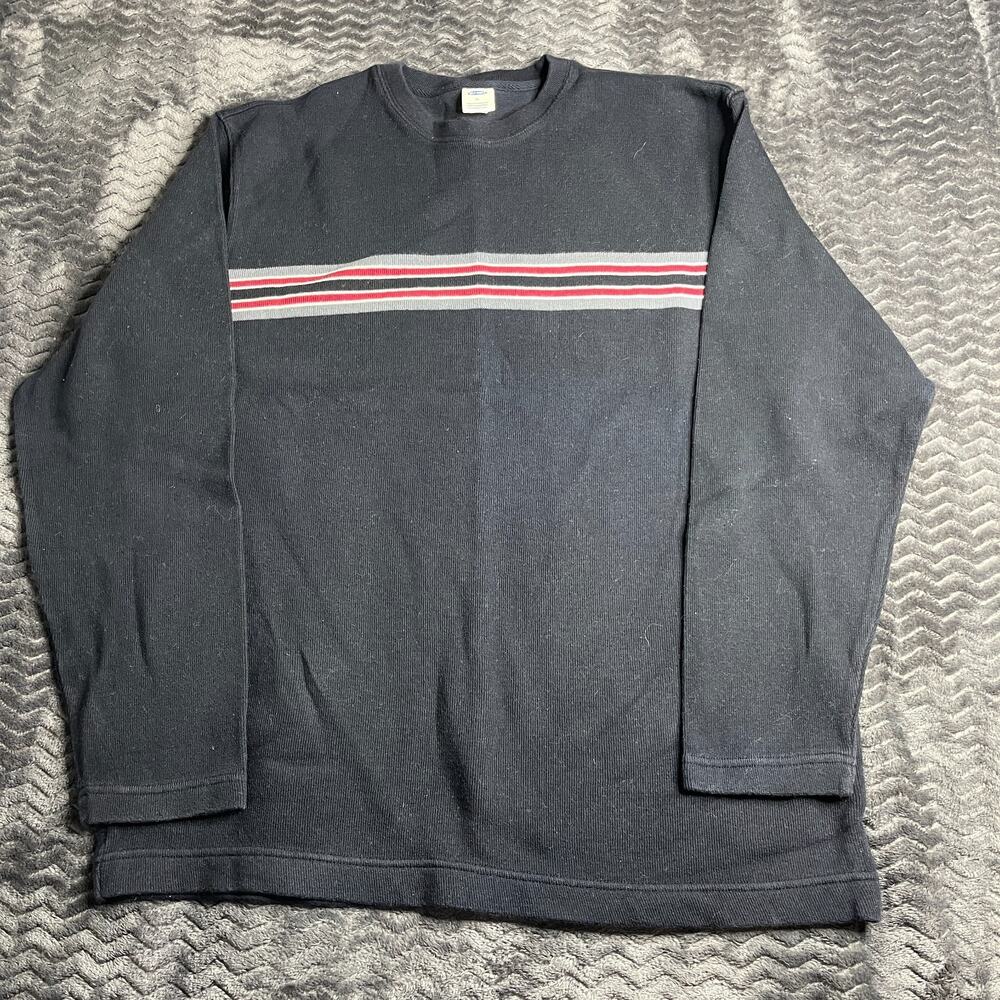 Old Navy Crewneck Sweater Mens XLarge Black Red Stripe